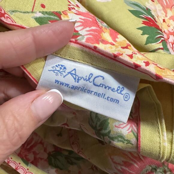 April Cornell Vintage Style Floral Lime Green Pink Tablecloth Rectangle 118 x 59 - Picture 8 of 8